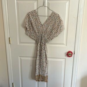 Vintage floral V neck sundress beach coverup